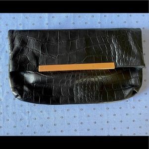 RARE Joie black “helena” clutch croc embossed leather. WORN ONCE.